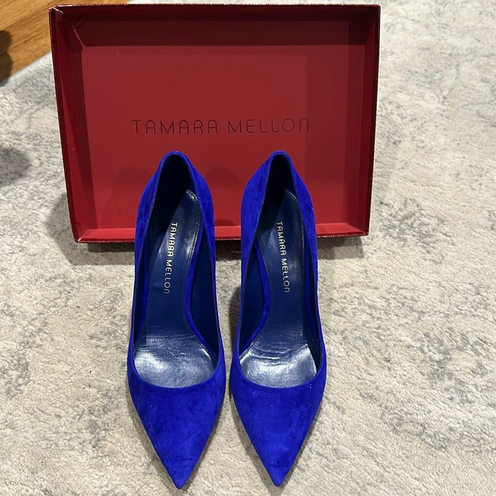 Tamara Mellon blue suede pump size 40